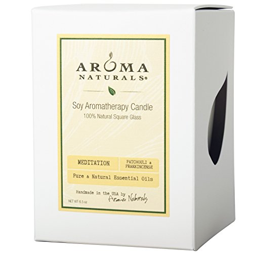 Aroma naturais 100 % de meditação natural vela de soja quadrada, patchouli e incenso, 6,8 onças
