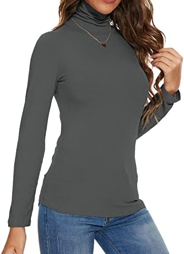 Mulheres de Laikakud Mock Turtleneck Slave Slave Pullover Alto pescoço de camiseta sub -camiseta camisetas térmicas