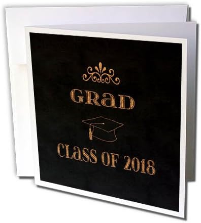 3drose Beverly Turner Graduation Design - Design de estilo Caulk -Broad, classe de 2018, tampa de graduação, laranja - 1 cartão