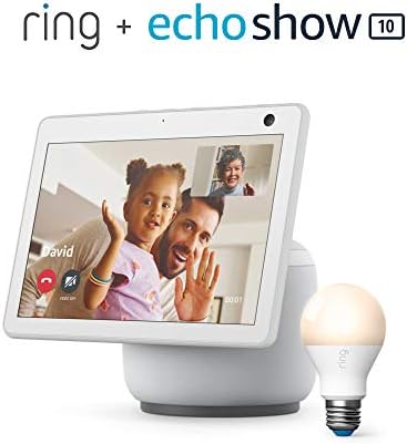 Echo Show 10 | Glacier Branco com Mini Câmera de Segurança Interior Indoor, 1080 HD com detecção de movimento