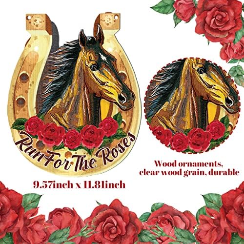 Kentucky Derby Party Supplies-Run for the Roses Wooden Sign Decoration, Derby Day pendurado decoração de madeira para