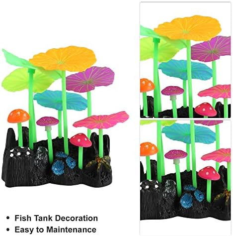 Vocoste 1 Conjunto de simulação de silicone brilhante, planta de brilho de silício para decoração de paisagem de tanques de peixes, multicolor, 4,33 x3,54 x2.56