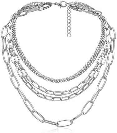 Colares de corrente em camadas para mulheres de 18 polegadas Gold Clipe Chain Tone Silver Tone Charcklace Correios de corda de corda