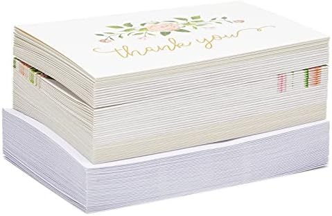 Cartões de agradecimento floral com envelopes para chá de bebê