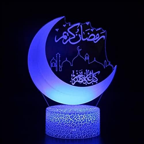 Lâmpada de lua LED Eid Mubarak Night Light With Touch Remote Table Decorações para Ramadã Craft