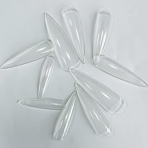 AddFavor 240pcs Longo Stiletto Dicas de unhas xxl Gel de unhas macias e transparente extra Longo X Dicas de unhas falsas