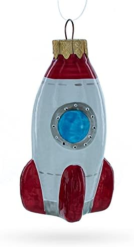 Ornamento de Natal de Rocket Glass Space Rocket