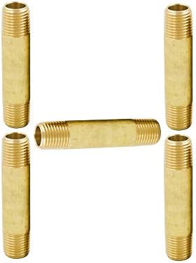 Legines Brass Long mampo, masculino NPT de 1/2 NPT x 1/2 NPT MACH PIPETTING, 3 Comprimento, pacote de 5