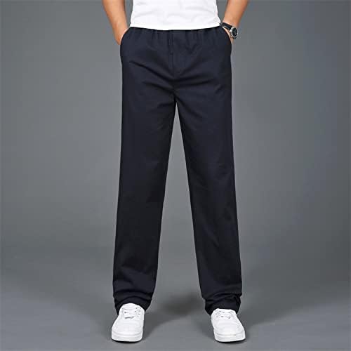 Calça de cozinha miashui masculino moda algodão solto de placa de bolso de bolso up calça elástica calça calça caseira geral