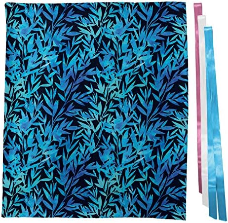 Bolsa de presente de impressão de bambu lunarável, plantas em aquarela da natureza havaiana polinésia exótica, festa de tecido favorita bolsa com 3 fitas, 27, azul violeta azul