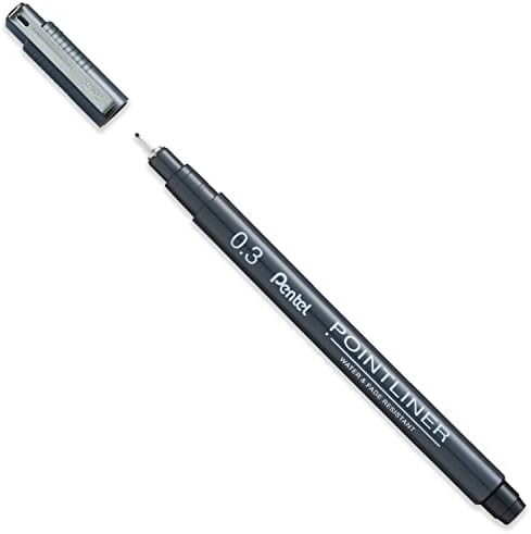 PENTEL S20P Pointliner Pigmment Liner Technical Drawing FineLiner Pen - 0,03 mm, 0,05 mm, 0,1 mm, 0,2 mm, 0,3 mm, 0,4 mm, 0,5 mm, 0,8 mm - tinta preta - pacote de 8
