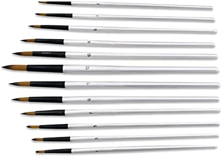 12pcs Tamanho misturado Pintura acrílica de cabeça plana Brilhos de nylon brancos Brush -pincel de suprimentos de arte estudantil