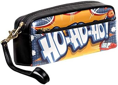 Feliz Natal em quadrinhos pop-art com letras ho ho ho bolsa case women maquiagem pu saco de couro de couro