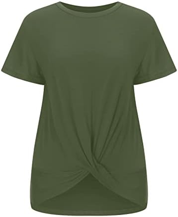 Nokmopo feminino t camisetas casuais casuais verão fasual colorido de cor sólida costura de pesco