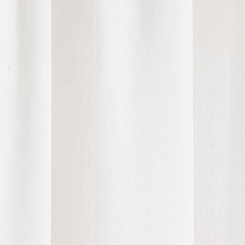 Decoração Lush Boho Faux Linen Texture Tassel Tassel Window Corrining Painel, 84 L x 52 W, White & Navy