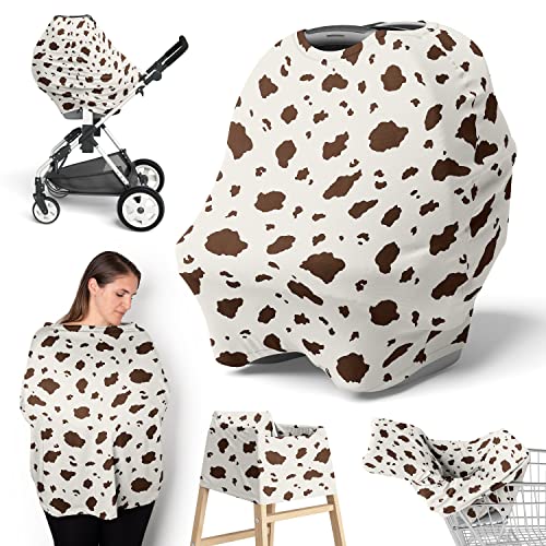 Sweet Jojo Designs Western Cow Print Garota menina infantil Capa de assento de bebê para amamentação carrinho de compras carrinho de carrinho de compras Canopy marrom e creme de gênero neutro país do sul de White Wild Wild West Animal