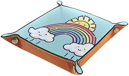 Lyetny Cute Suns nuvens de sol chuvoso Organizador de desenhos animados Caixa de armazenamento Caixa de cabeceira Caddy Bandeja de