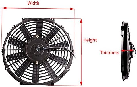 Performance Demotor Electric 14 Fan de resfriamento reversível em lâmina reta 12V 1900CFM