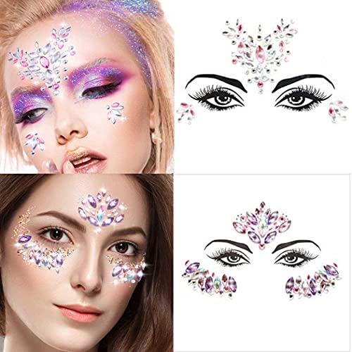Ludress Crystals Face adesivos Rave Sereia Face Jewels Festival Glitter Face Gems Rhinestone Eye Tattoos Party Party
