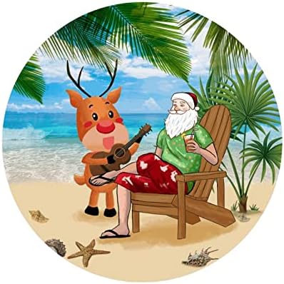 Decoração de praia de 50 PCs, Papai Noel engraçado na praia 1,5 Recursos redondos Rótulos de Natal Sedas para laptop de garrafa Decorações