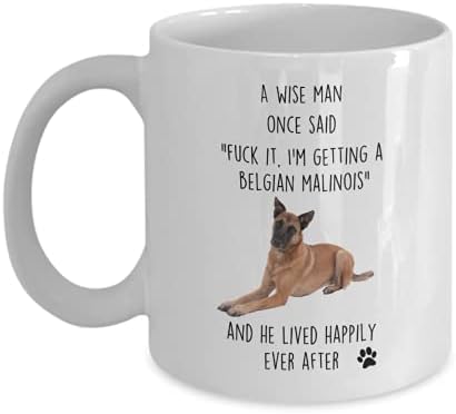 Idéia genérica de copo de café da Bélgica Malinois para o melhor cachorro pai belga pastor Malinois pai, branco, 15oz