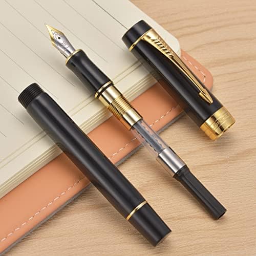 Jinhao 100 mini ponta de caneta média com conversor, caneta de redação de escritório de acrílico preto