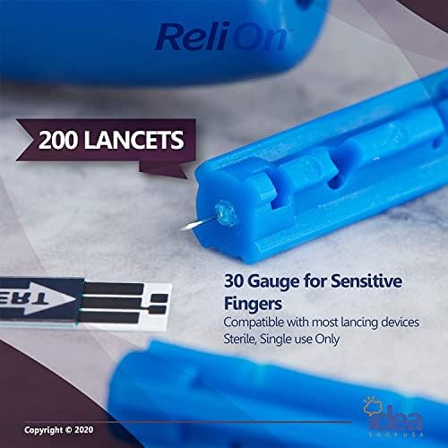Lancets de Relion Ultra-Thin, 30, para dedos sensíveis, pacote de 200 CT com Look Homen Your Diabetes exclusivo-Guia de Idéia Melhor