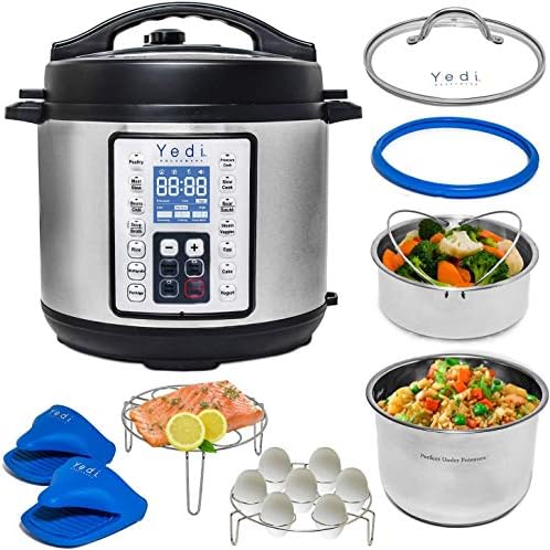 Pacote Yedi 9 em 1 Pacote Total Pacote Instantável Ponela de Pressão Programável, 6 Quart, Kit de Acessório Deluxe, Receitas,