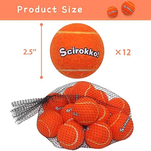 Bolas de tênis de Scirokko para cães - brinquedos de bola saltitante de 2,5 polegadas de 12 polegadas para jogo interno
