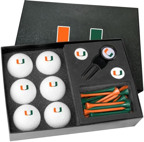 Golfballs.com Classic Miami Hurricanes Meia dúzia de presentes com ferramenta de Divot - bolas em branco