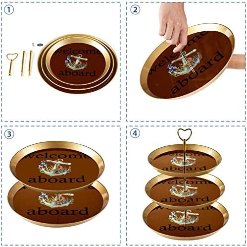 Bolo Stand Conjunto de 3 cupcake de camada STANS PLATE DE PASSAIS REUSIÁRIOS PARA DORAÇÕES DE FESTO DE TEA DO TEA DE CASAMENTO, bem