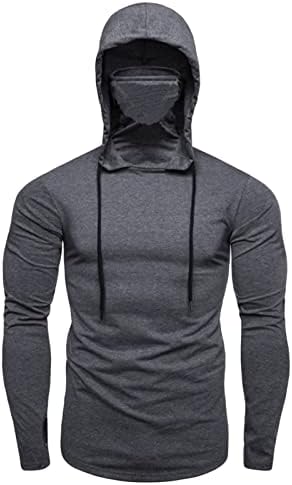 Hoodies de pulôver casual masculino com máscara de manga comprida moletom com capuz