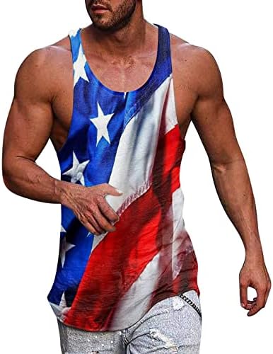 ZDDO Independence Day masculino Tanque patriótico Tops American Flag Print Stringer Summer Summer Athletic Sports Gym