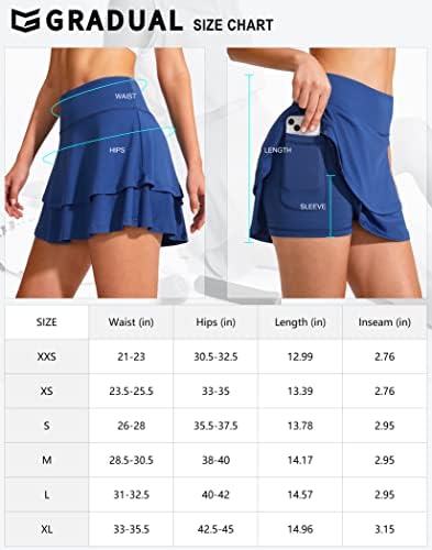 G Gradual feminina plissada de tênis saias com 4 bolsos Saias de Skorts de golfe atlético para mulheres Saias em camadas
