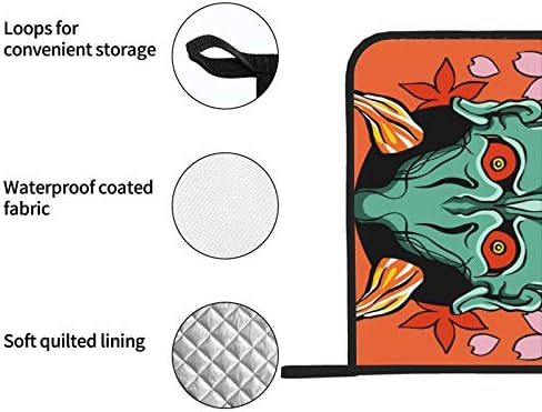 Design de tatuagem japonesa Máscaras japonesas máscaras de forno Potões de panela de toalhas de cozinha resistentes ao calor com