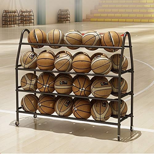 Teerwere Ball Rack Ball Rack Sports Basketball Storage Rack para ginásio e escolas com ganchos ajustáveis ​​Organizador