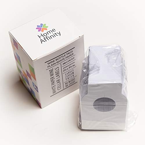 Tags de garrafa de vinho de papel branco - 200 rótulos de adega de papel de papel simples por afinidade em casa