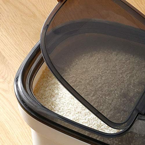 Syzhiwujia Rice Rice Storage Recipiente 10 kg, recipiente de contêiner de contêiner de arroz Contêiner de armazenamento de arroz com tampa e medição de copo preto, armazenamento de cozinha