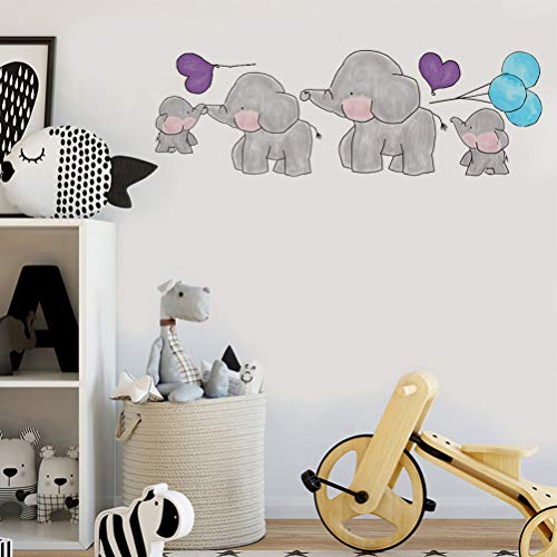 Toyandona Kids Room Decoração do quarto Crianças decalque de parede do berçário, desenho animado de elefante de elefante