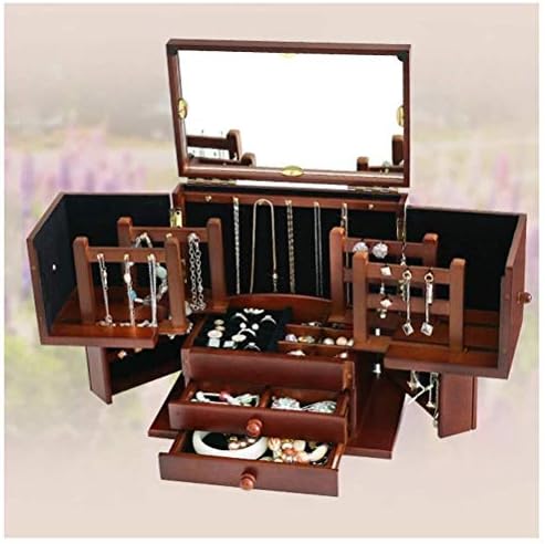 Jóias caixas de tórax caixas de jóias de madeira para jóias peito de jóias Caixa de grande capacidade Organizador Armoire Jóias Caixas de exibição de jóias para meninas