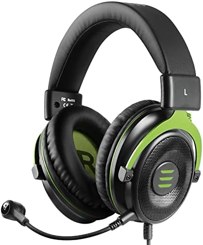 EKSA E900 fone de ouvido para jogos para Xbox - PC fones de ouvido com fio com microfone de cancelamento de ruído, fones de ouvido compatíveis com PS4, PS5, Xbox One, Nintendo Switch, PC, Mac, laptop （Green)