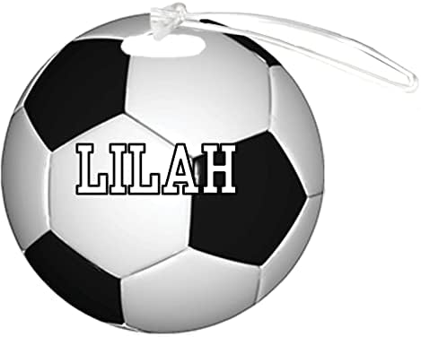 Futebol Lilah Customizável 4 polegadas reforçado Tag de bagagem de bagagem Adicione qualquer número ou qualquer nome de equipe