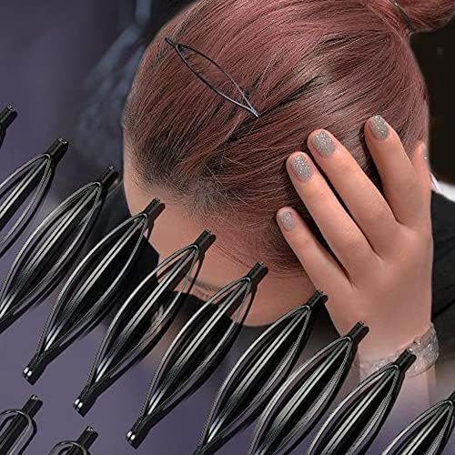 Bybycd feminino clipe de cabelo 12pcs/conjunto vintage invisível bangs clipe de verão geometria elegante clipe preto bb