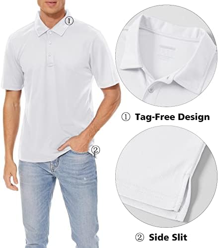 Camisas de pólo masculinas de Magcomsen 3 botões Trabalho casual t camisetas