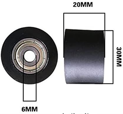 NESHO Rolamento preto Diâmetro da roda de borracha rígida 30 mm de altura de 20 mm de polia acionada com rolamento duplo de guia guia 1pcs