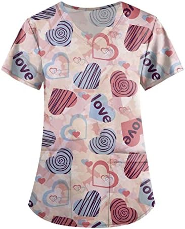 Tampa de tamanho grande feminino Tops de manga curta camisas em Vasgadas Vigas do Dia dos Namorados Tops Plus Size Tops com bolsos
