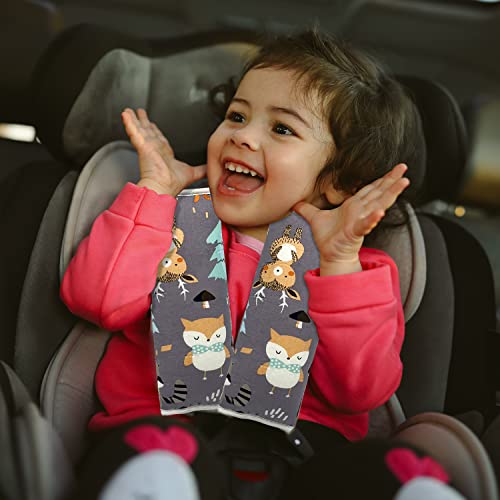 Reflyaway Baby Car Seat Covers para crianças, 2 PCs Ponta de capa de cinto de segurança infantil, protetor de almofada de pescoço para crianças crianças recém -nascidas crianças （Fox）