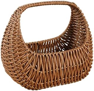 JKUYWX Rattan Ornament Storage Besta de armazenamento artesanal Made Girl Girl Handheld Flower Arrangement Basket