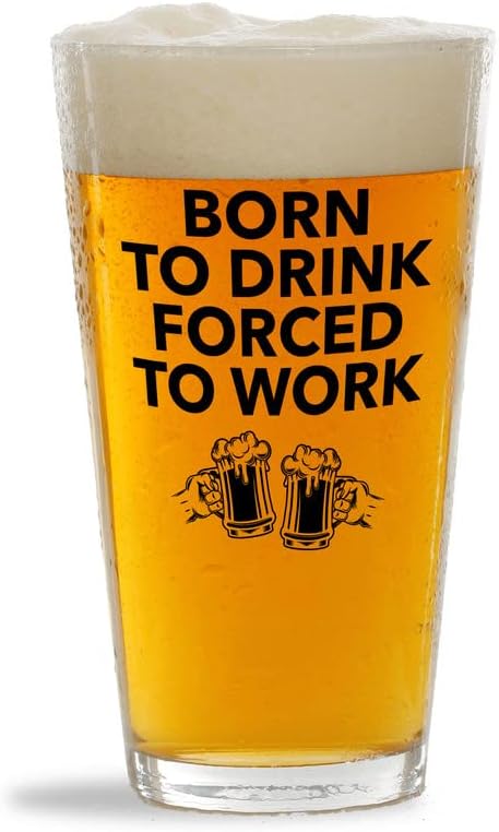 Flairy Land Beer Lover Pint Glass 16oz - Nascido para beber - Beer Brewing Alcool Presente Cerveja Dia