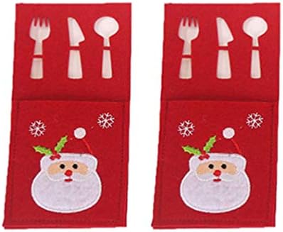 NUOBESTION 2PCS Titulares de tabela de mesa de Natal Treça de natal boneco de neve de neve Papai Noel Claus elk toutware Pockets